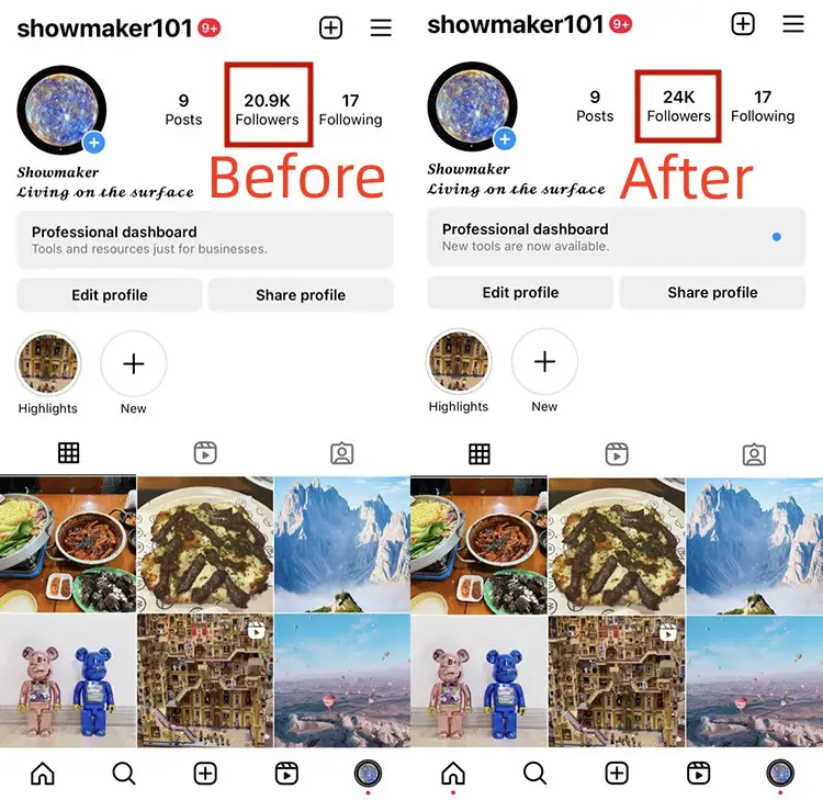 Get Instagram Followers Before After